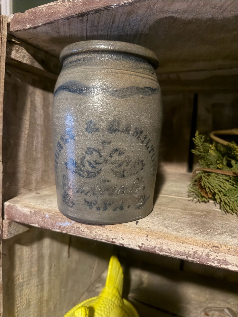 1800s Hamilton Greensboro PA Pennsylvania Stoneware Crock